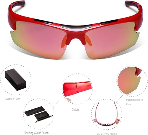 Miniatura 2 de CARFIA Gafas de sol deportivas polarizadas para ciclismo, correr, pesca, para hombres y mujeres, ultraligeras y cómodas, Tr90, marco 047