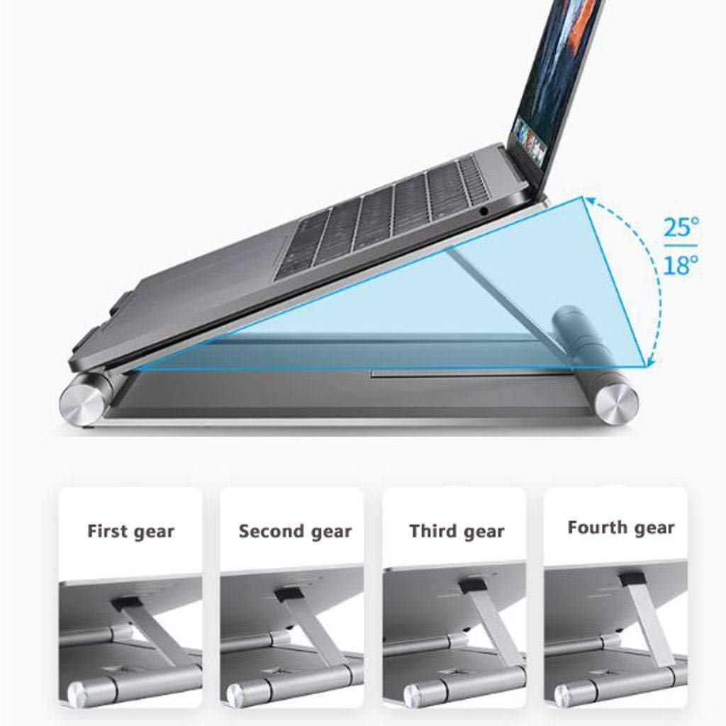 Supporto per Laptop, Supporto per Laptop Supporto per Laptop Multi-Angolo Regolabile in Alluminio Supporto ergonomico Multifunzione Adatto per Laptop da 10-17 Pollici-Argento