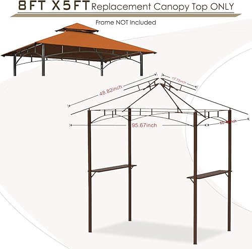 Miniatura 3 de CoastShade Cenador para barbacoa de 5 pies x 8 pies, techo de doble nivel, toldo de repuesto para techo al aire libre, cenador (rosto)