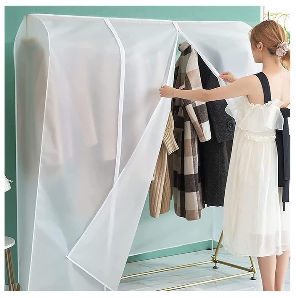 FLYUFO Copri Stand Appendiabiti, Grande Sacchetto per La Polvere Appeso Traslucido, Sacchetti per Riporre Vestiti Appesi con Cerniera, parapolvere per Camicie, Cappotti, Vestiti 150x50x150cm