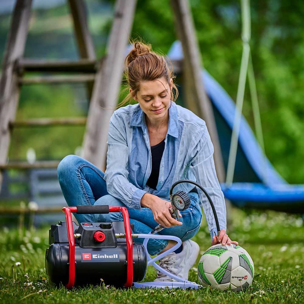 Einhell Kompresor akumulatorowy TE-AC 36/150 Li OF-Solo Power X-Change (36 V, 8 bar max., zbiornik 6 l, pojemność pompowania 150 l/min, manometr, bez smarowania, bez akumulatora)