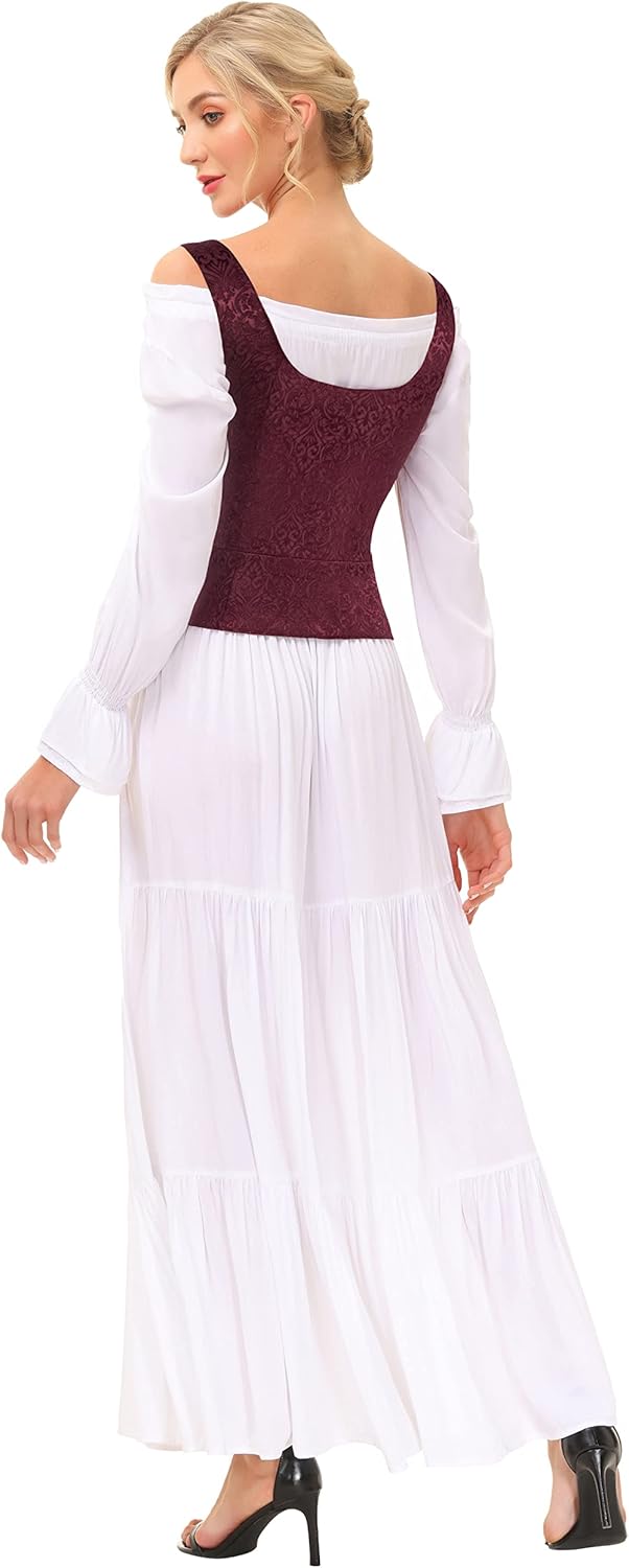 Scarlet Darkness Renaissance Costume Women Corset Tops for Women Cosplay Costume Pirate Bodice - Image 5