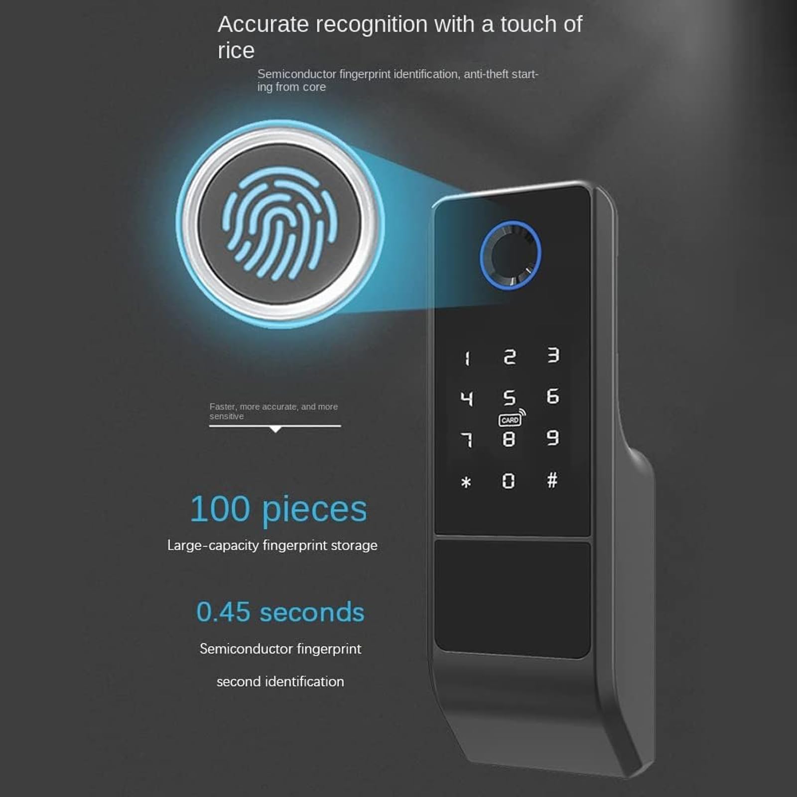 Serratura Digitale Smart WiFi Tuya con Impronte Digitali, Password, Scheda IC e APP, Impermeabile per Cancello Esterno, Alimentazione 4 Batterie AA, Nero