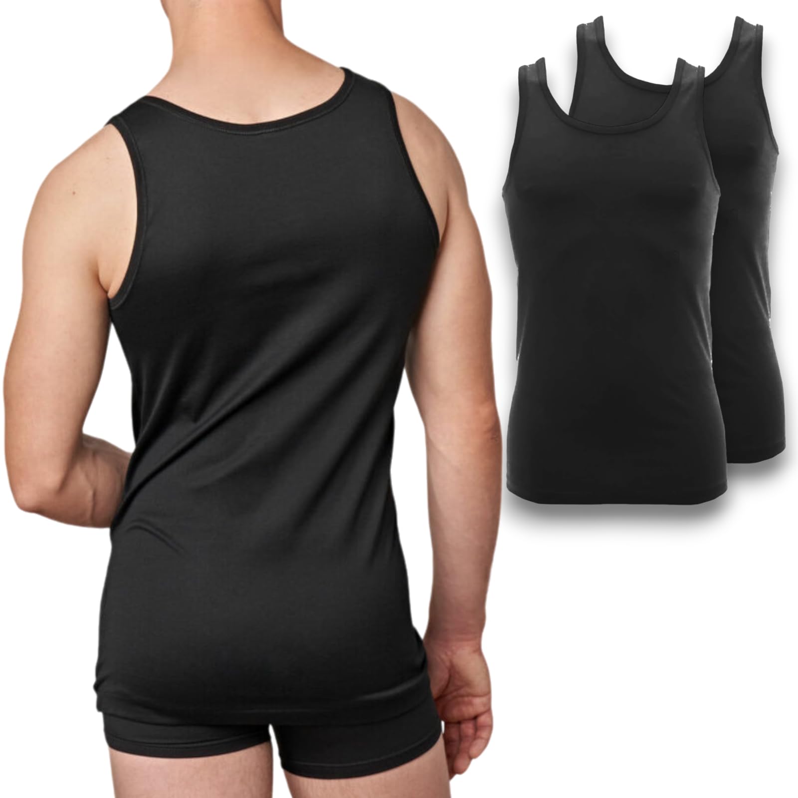 LADY·C Vogatore in Filo di Scozia Uomo Spalla Larga Canottiere da Uomo Leggera e Traspirante 2 Pack