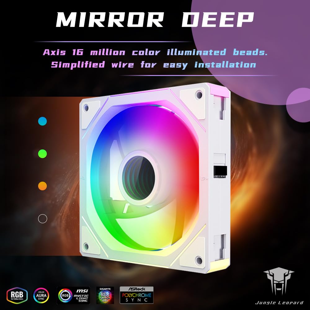 Jungle Leopard Interstellar V1 - Ventilador de PC de 120 mm, módulo de espejo infinito, cadena de margarita de 5 V, ARGB PWM, ventilador de PC, paquete triple adecuado para carcasa de computadora y