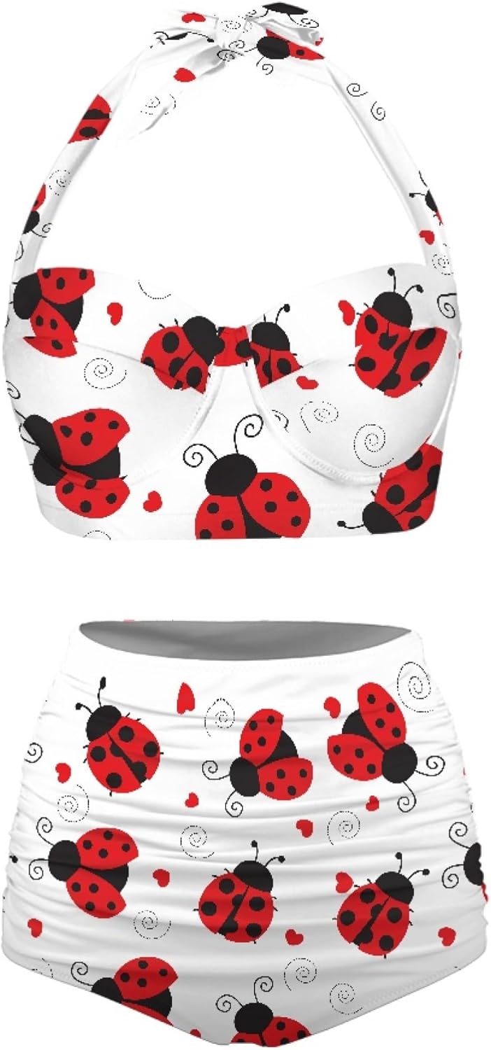 Novelty Print Women Tummy Control High Waisted Bathing Suits Two-Piece Bikini Set