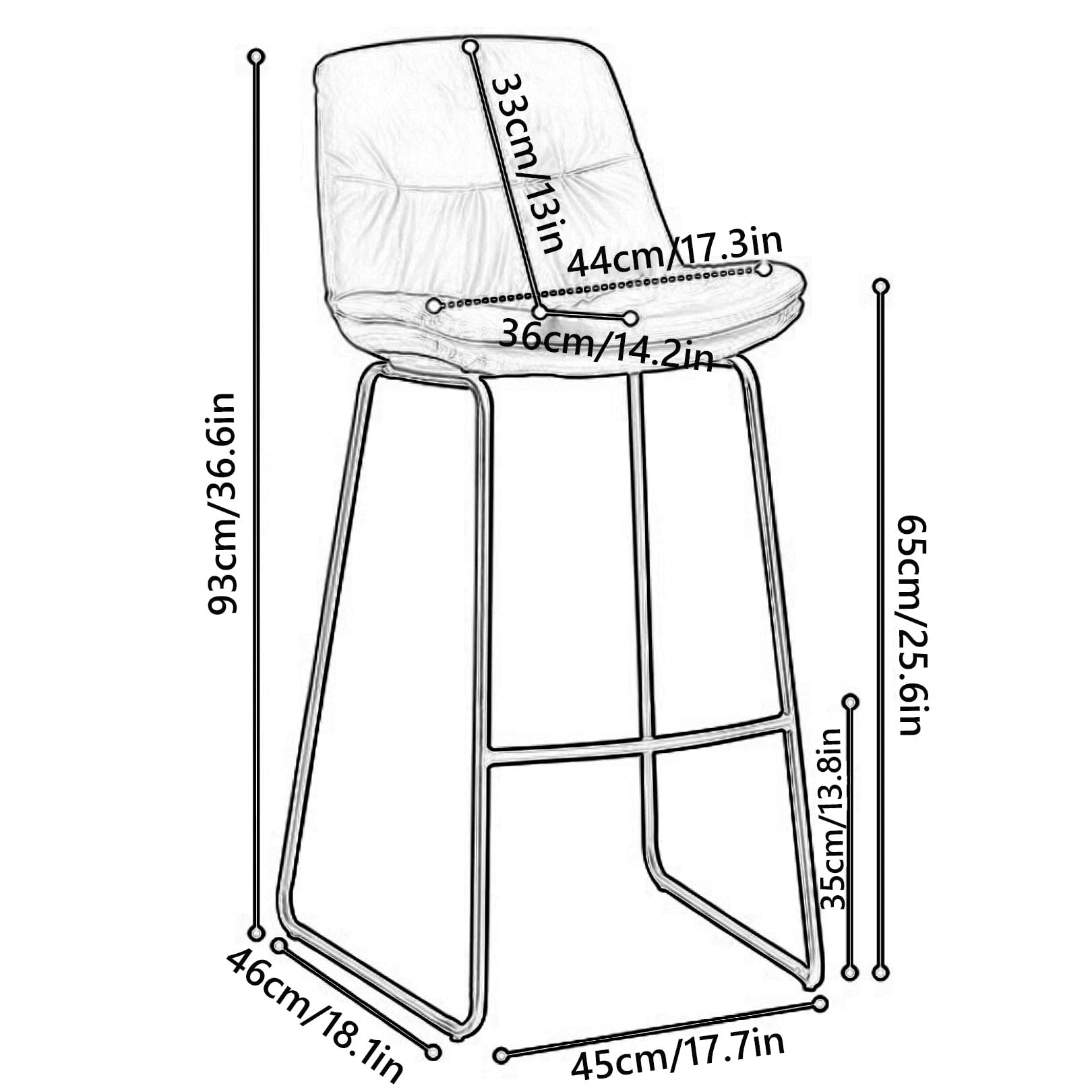 Amazon｜背もたれとフットレスト付き合成皮革バースツール布張りモダン