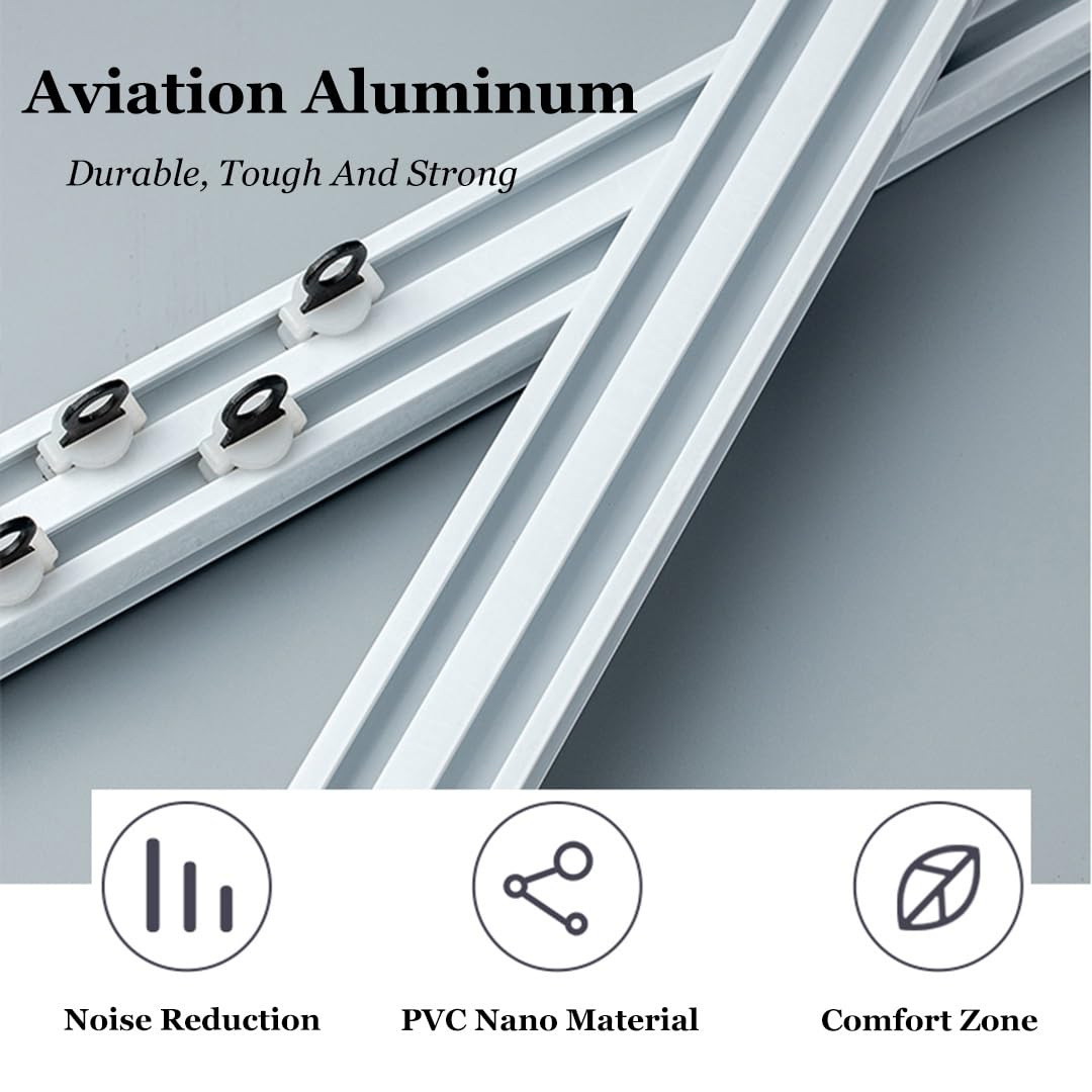 Tringle à Rideau, Rail à Rideau en Aluminium de 2,5 mm, système de Rail à Rideau Robuste à Montage au Plafond ou au Mur, Tringle à Rideau de séparation de pièce, Blanc 70-600 cm/2,2-19,6 Pie
