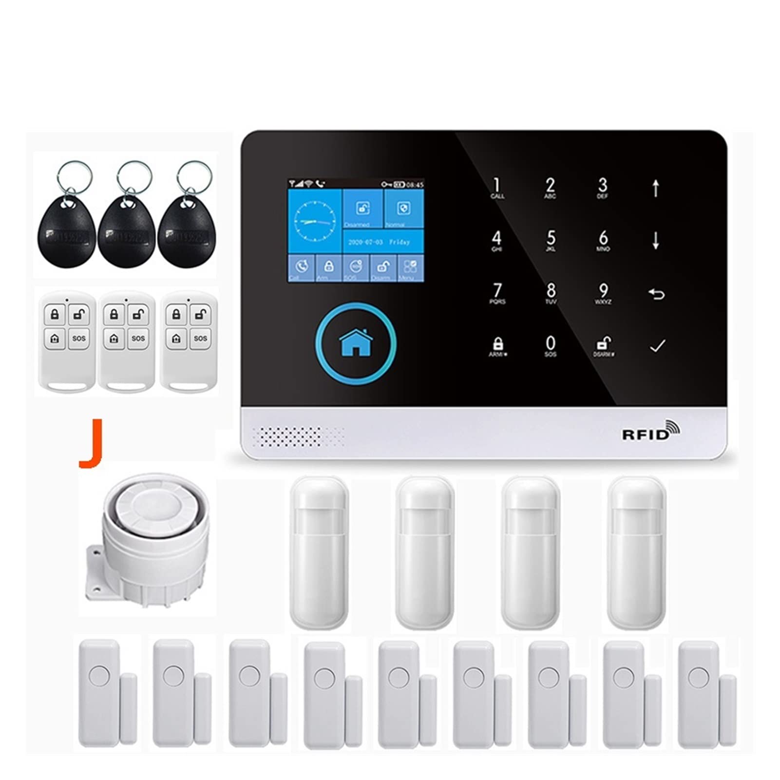 sans Fil WiFi GSM Système d'alarme de sécurité à Domicile for Tuya Smart Life Appliquer avec détecteur de capteur de Mouvement Compatible(J)