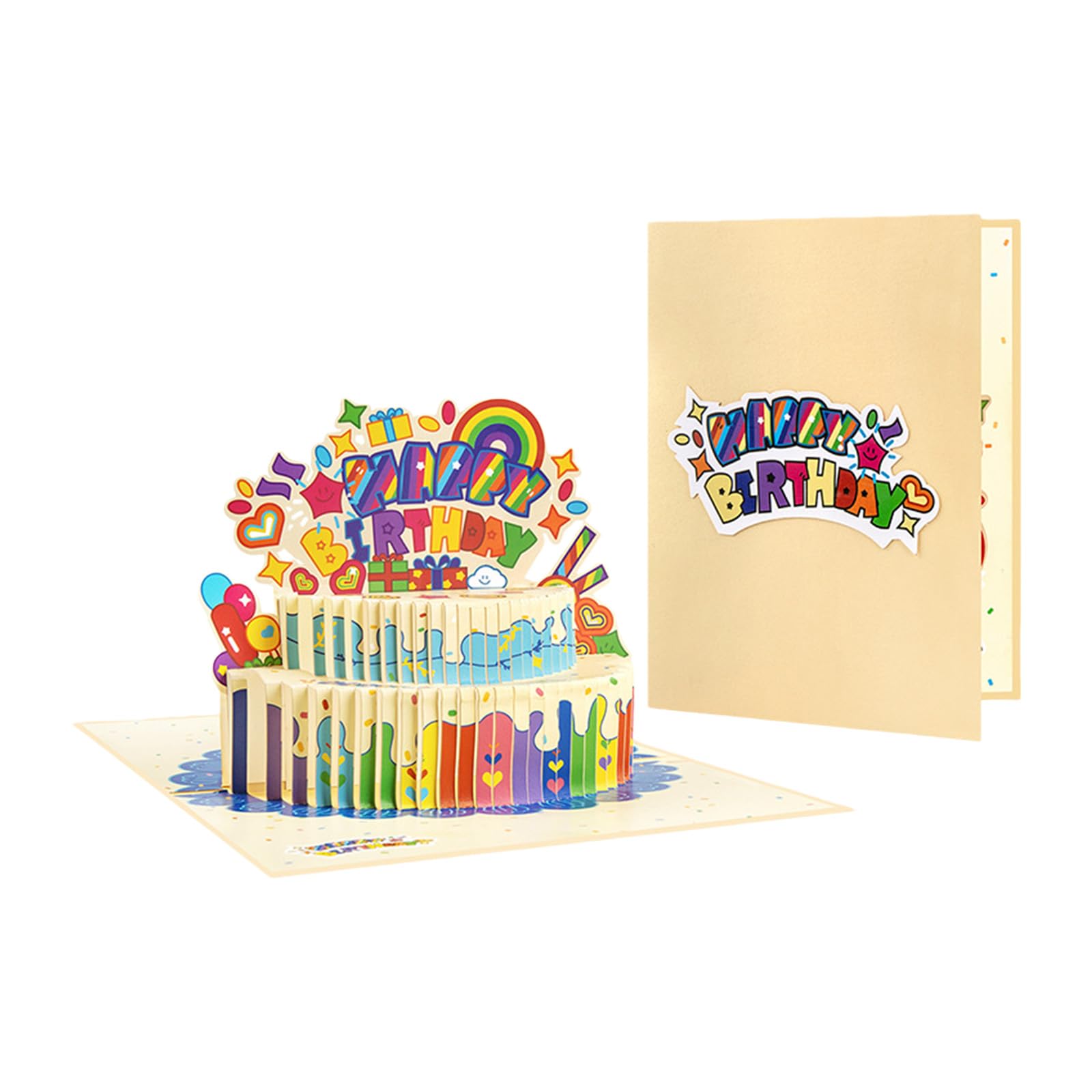 Tsophreniq Greeting Card with Blanks Note and Envelope Versatile 2 Layers Cake Popup Invitation Fun Popup