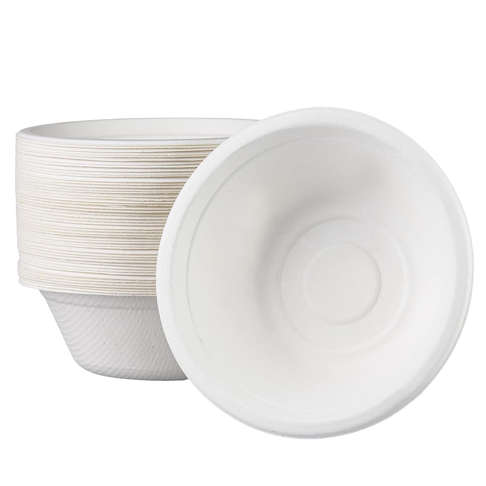 Disposable Eco-Friendly Biodegradable Bowls, 50 Pcs - White, 17oz/480ml, Sugarcane Compostable Party Bowls for Hot/Cold Food, Dessert, Soup, BBQ, Picnic