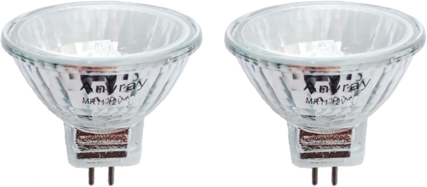 Anyray (2-Bulbs) Clear MR11 12Volt 10Watt Christmas Decorations Reflector Fiber Optic Light Bulb 10W 12V 10-Watts