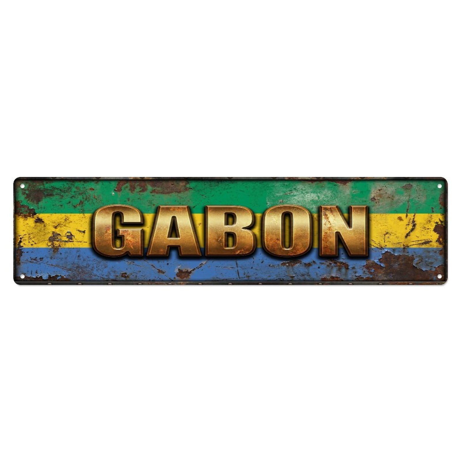 Xanthor Style Metal Tin Sign Vintage Gabon Flag Pattern