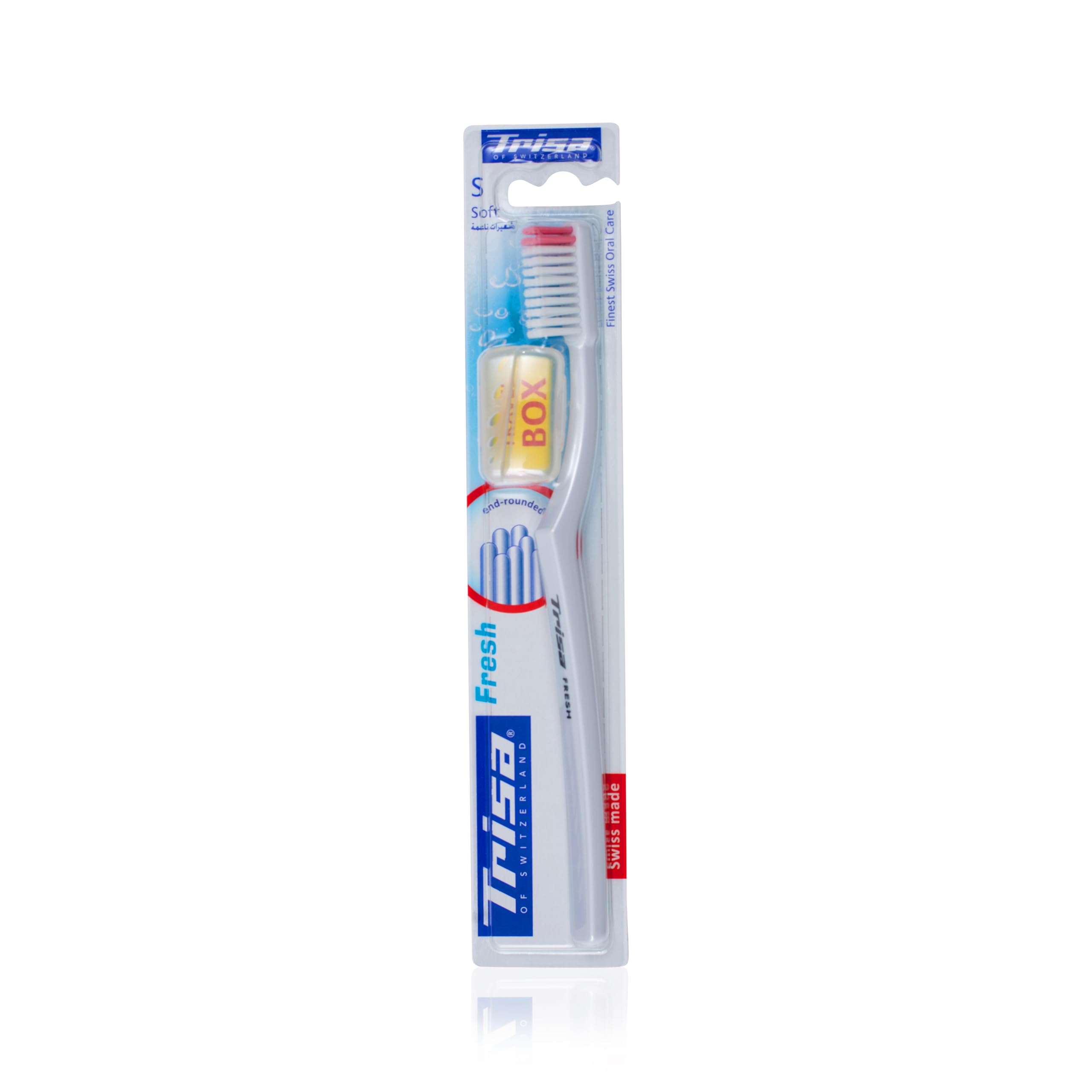 Fresh Soft Bristle Adult Toothbrush, with travel cap, Gentle & Efficient cleaning, Swiss made, 1 pc. Assorted