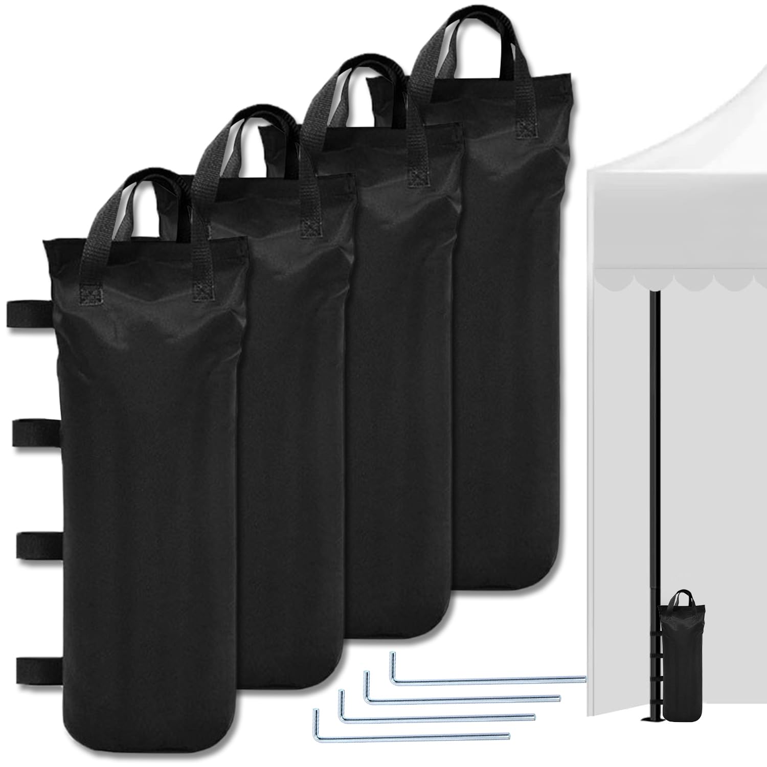 12x Pavillon Sandsäcke Set - Gewichtstaschen Für Vorhänge Outdoor Mit Karabinern & Clips