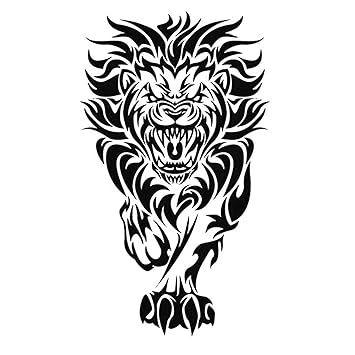 Simply Inked Hunting Lion Semi-Permanent Tattoo Designer Semi-Permanent Tattoo for Girls Boys Men Women waterproof Sticker Size: 4.4 x 7.2 inch l Blue Black l 2g