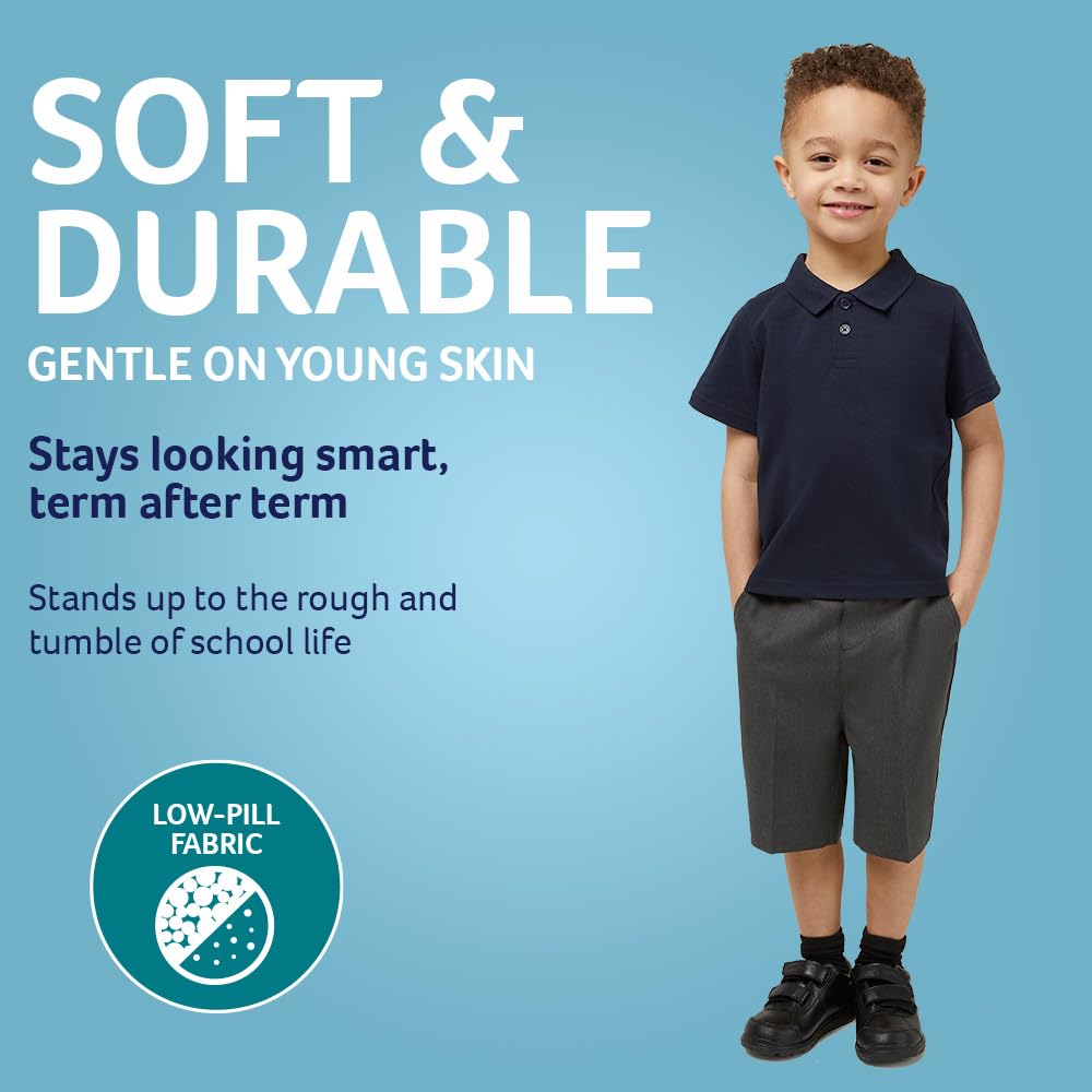 Trutex Paquete de 3 polos escolares de manga corta de ajuste estándar para niños y niñas (2-16 años), polos unisex para niños y niñas, ideal para kits de polietileno, uniforme escolar genuino