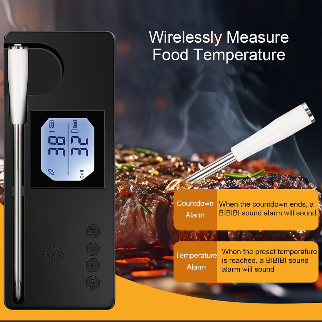 Inteligentny Bezprzewodowy Termometr Mięsa, Cyfrowy Termometr Gotowania Z Natychmiastowym Odczytem, ​​Wyświetlacz Lcd, Alarm Temperatury, Sonda Kontaktu Z Żywnością, Monitorowania Grilla, Piekarnika