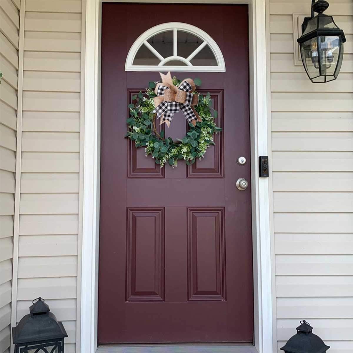 Black White Buffalo Plaid Bow Christmas Wreath Holiday DIY Crafts Door Burlap Rustic Bowknot Ornaments for Christmas Tree Topper Wedding Party Decorations, 9.4x13 in - Image 5