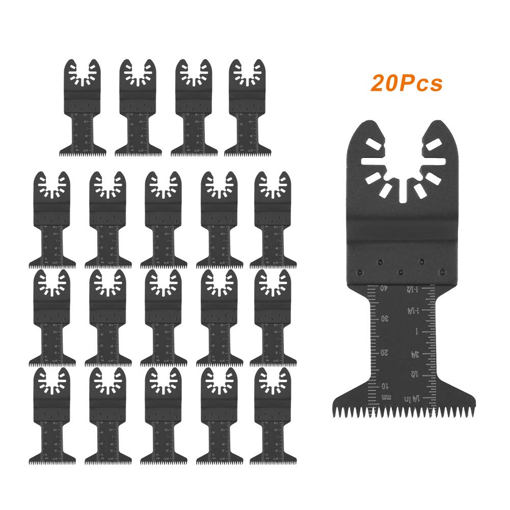 20 Hojas de Sierra Oscilante Multiherramienta, Hojas de Sierra de Dientes Largos para Corte de Madera y Metal 44mm