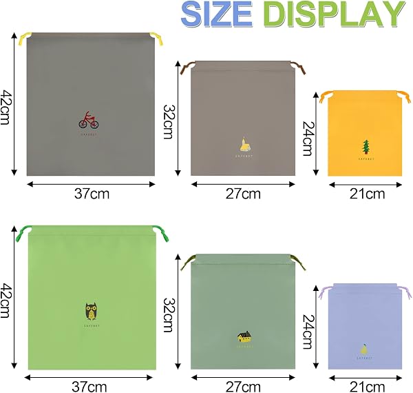 Annhao Sac Imperméable avec Cordon, 10 Pcs Sac à Cordon Sport Gym, Organisateur de Bagages Imperméable, Pochette Rechange Enfant, Sac Linge Sale Enfant, Sacs de Rangement Voyage pour Enfants Adultes - 2