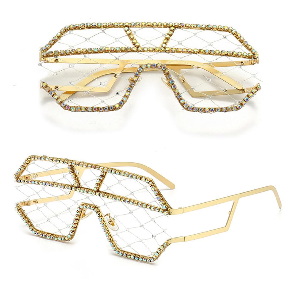 Trends Spitze Punk Brille Damenmode Diamanten Sonnenbrille Weiblich Übergroße Persönlichkeit Einteilige Strass Brille