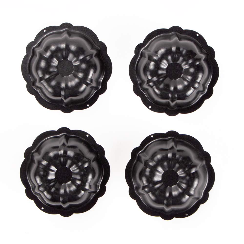 Mini molde antiadherente para tartas, molde estriado de acero al carbono de 4 pulgadas para buntcake, bavarois, brownie, cupcake, canele de pudín, paquete de 4 2