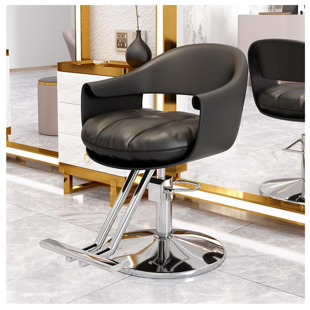 Professioneller Friseurstuhl Mit 360 ° Drehung Und Hydraulischer Pumpe, Höhenverstellbar, Friseurstuhl Salonstuhl Aus Kunstleder,Schwarz,A