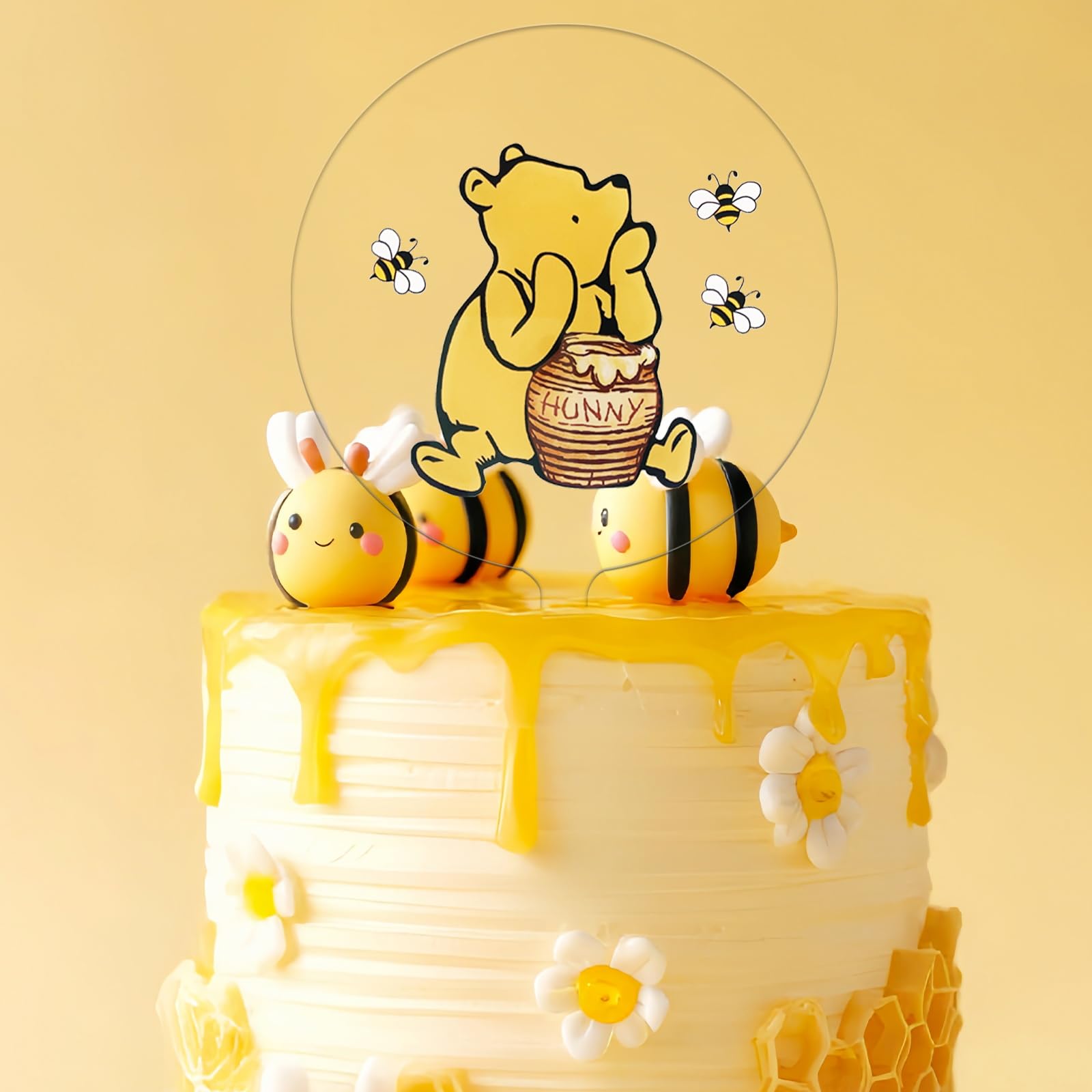 MEMOVAN Winnie Cake Topper Pooh Bear Cake Toppers Classic The Pooh Cupcake Topper Bear Baby Shower Birthday Cake Decorations for Winnie Bee Welcome Oh Baby Party Supplies