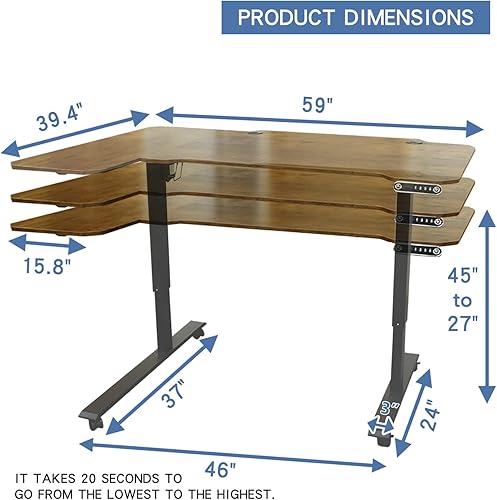 Miniatura 39 de Escritorio eléctrico de pie de altura ajustable, escritorio de computadora de pie sentado de 55 x 24 pulgadas, mesa de escritorio de pie para Negro