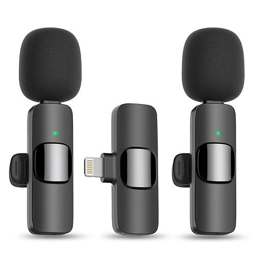 MAYBESTA Wireless Mini Microphone for iPhone 14 Below - Bluetooth Lapel Mic for Video Recording - Clip on Phone Microphones for YouTube Tiktok - iPhones 14 & Below (Lightning)