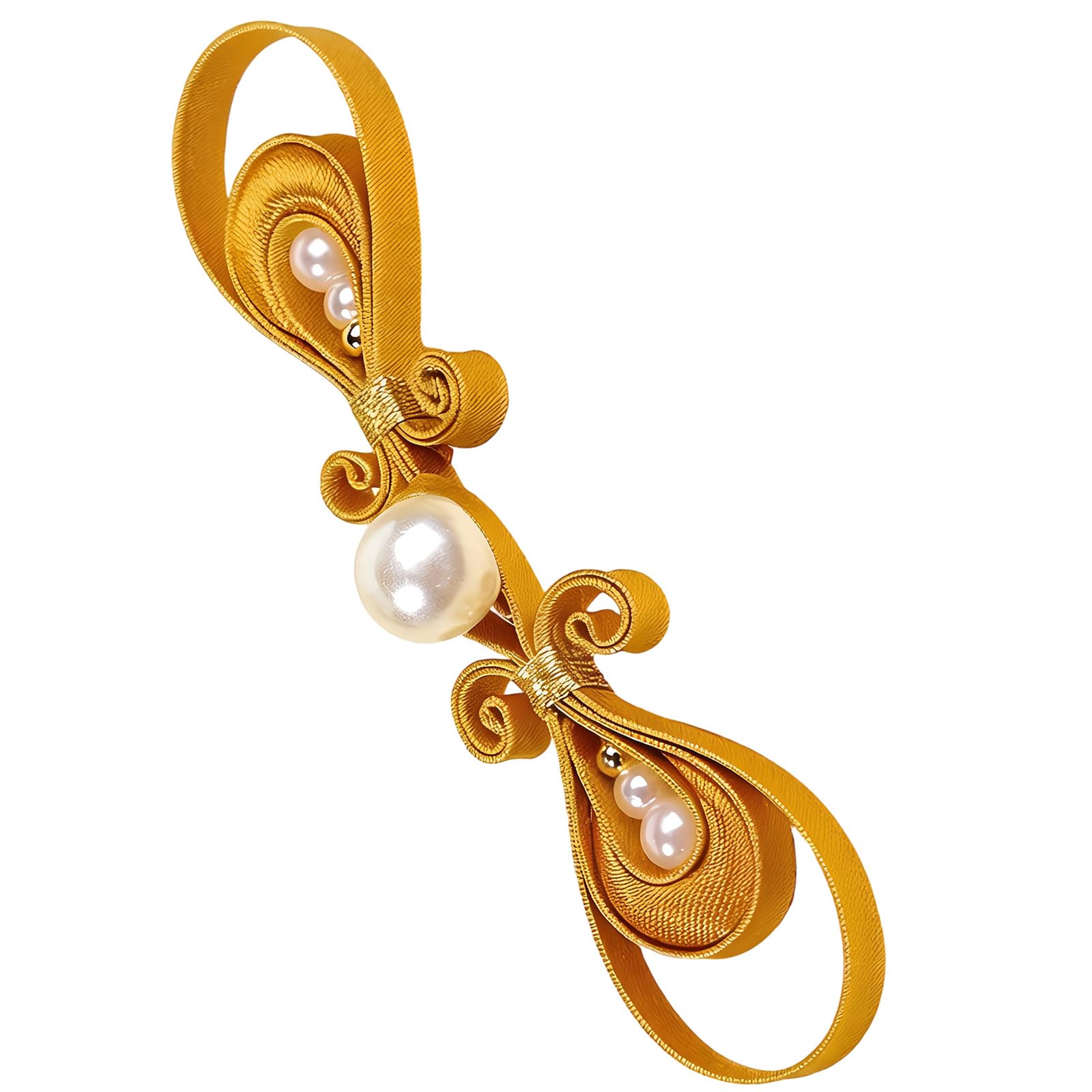 carotoe Delicate Satins Fabric Knot Button Decoration with Golden Pearls for Ethnic Garments Chinese Fashion Sewing Accessories
