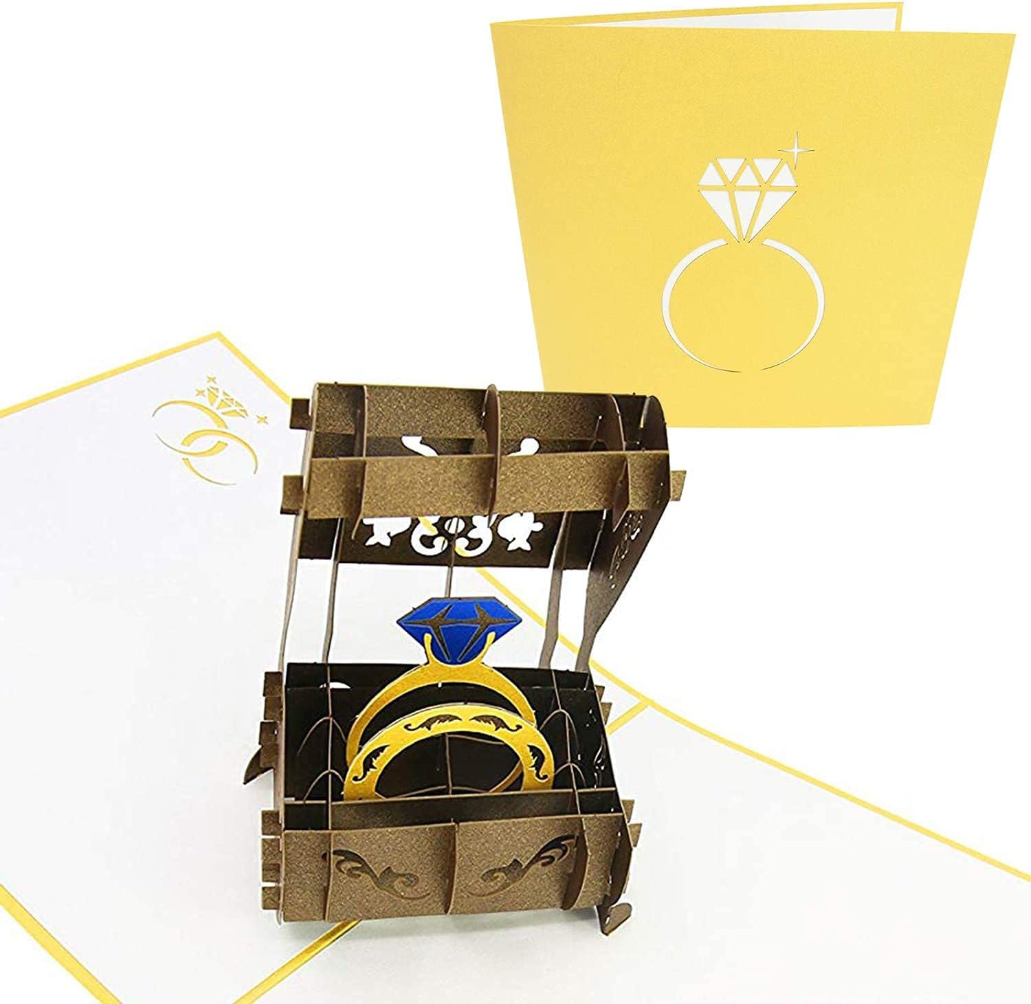PopLife Wedding Ring 3D Pop Up Greeting Cards for All Occasions - Folds Flat, Perfect for Mailing - Engagement, Proposal, Anniversary, Wedding Gift, Congratulations, Bridal Shower, Bachelorette Party