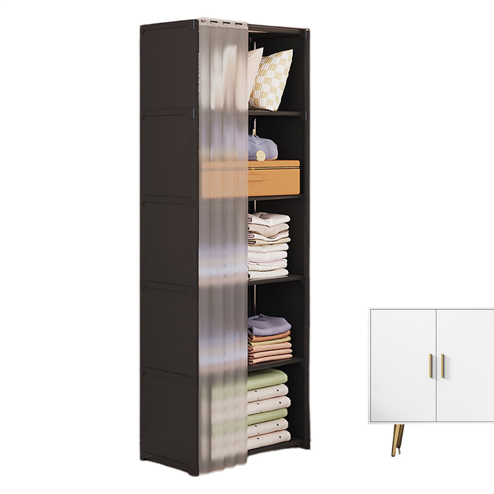 Armoire Portable - Étagère À Vêtements | Armoire À Vêtements Tissu Non-tissé | Armoires De Rangement pour Chambre À Coucher | Penderie avec Housse pour Vêtement, Sacs, Chaussures
