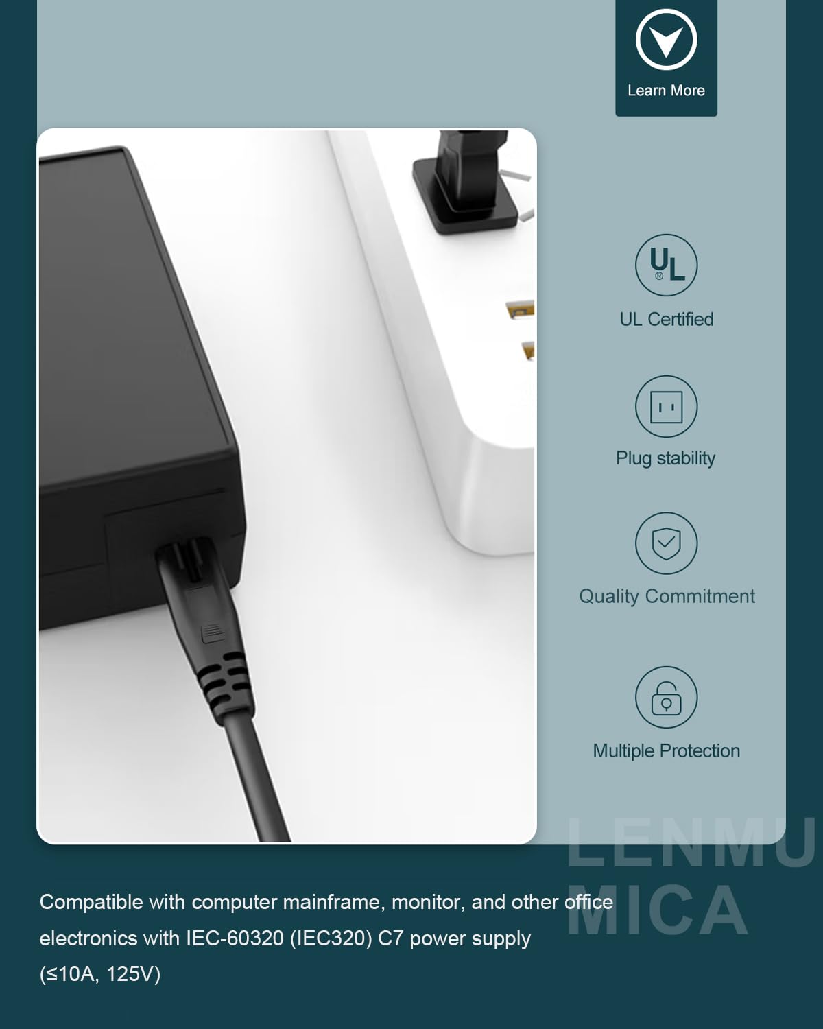 Amazon | 2 Prong AC Power Cord for ONN 100008736, JBL PartyBox 100