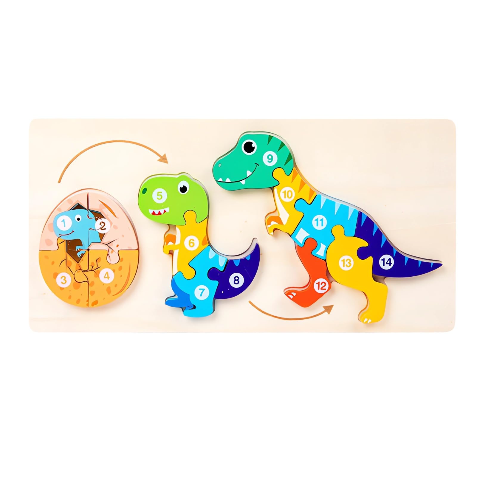 Animals Wooden Jigsaw Puzzles for Kids Toys, Dinosaur, Small to Medium