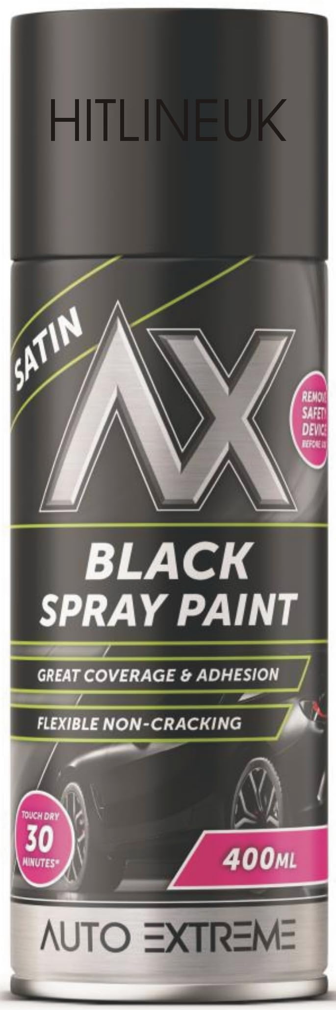HitlineUK Spray Paint, 400ml Satin Black Spray Paint, Automotive Paint Sprayer, Multipurpose Exterior Black Spray Paint Satin, Metal Spray Paint by Auto Extreme