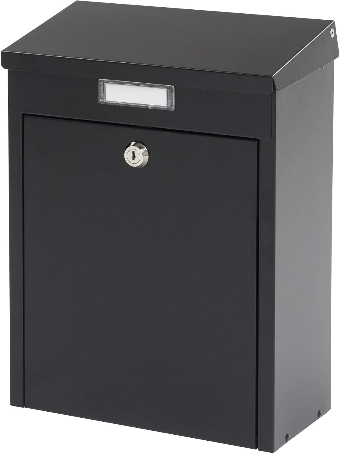 MEFA 150190DE 150 Letter Box with Name Plate, Post Box with Lock, Size 340 x 265 x 135 mm, Black