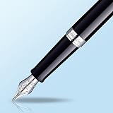 Waterman Hémisphère Fountain Pen | Gloss Black with Chrome Trim | Medium Nib | Blue Ink | Gift Box - 4