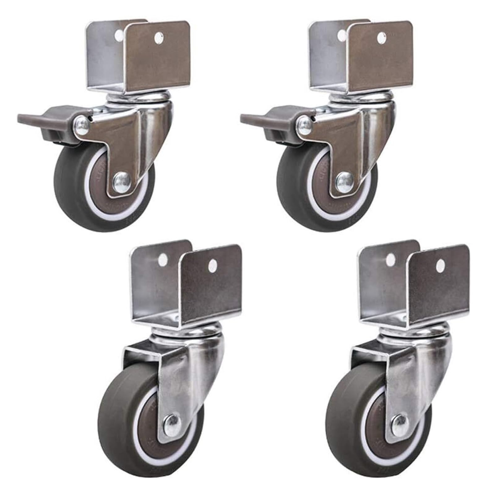 GYRAZXS Set of 4 Heavy Duty 1.5 Inch Swivel Casters with Plate Rubber Wheels for Furniture & Workbenches 160 lbs Capacity Small Locking Wheels for Carts