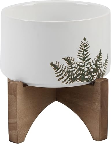 Flora Bunda Cerámica de hoja grabada de 5" en el soporte