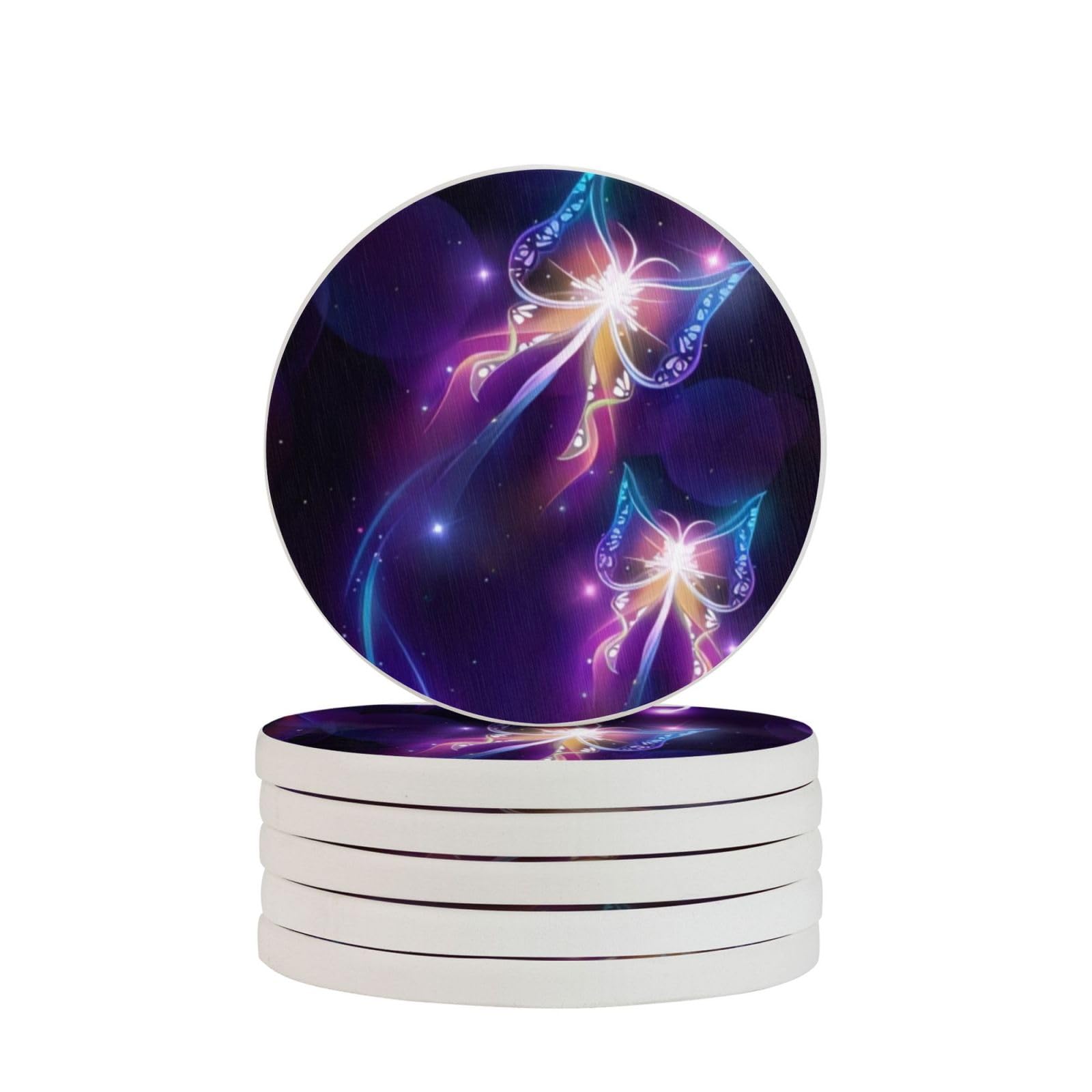Sous-verre diatomite papillon violet x4 pour table