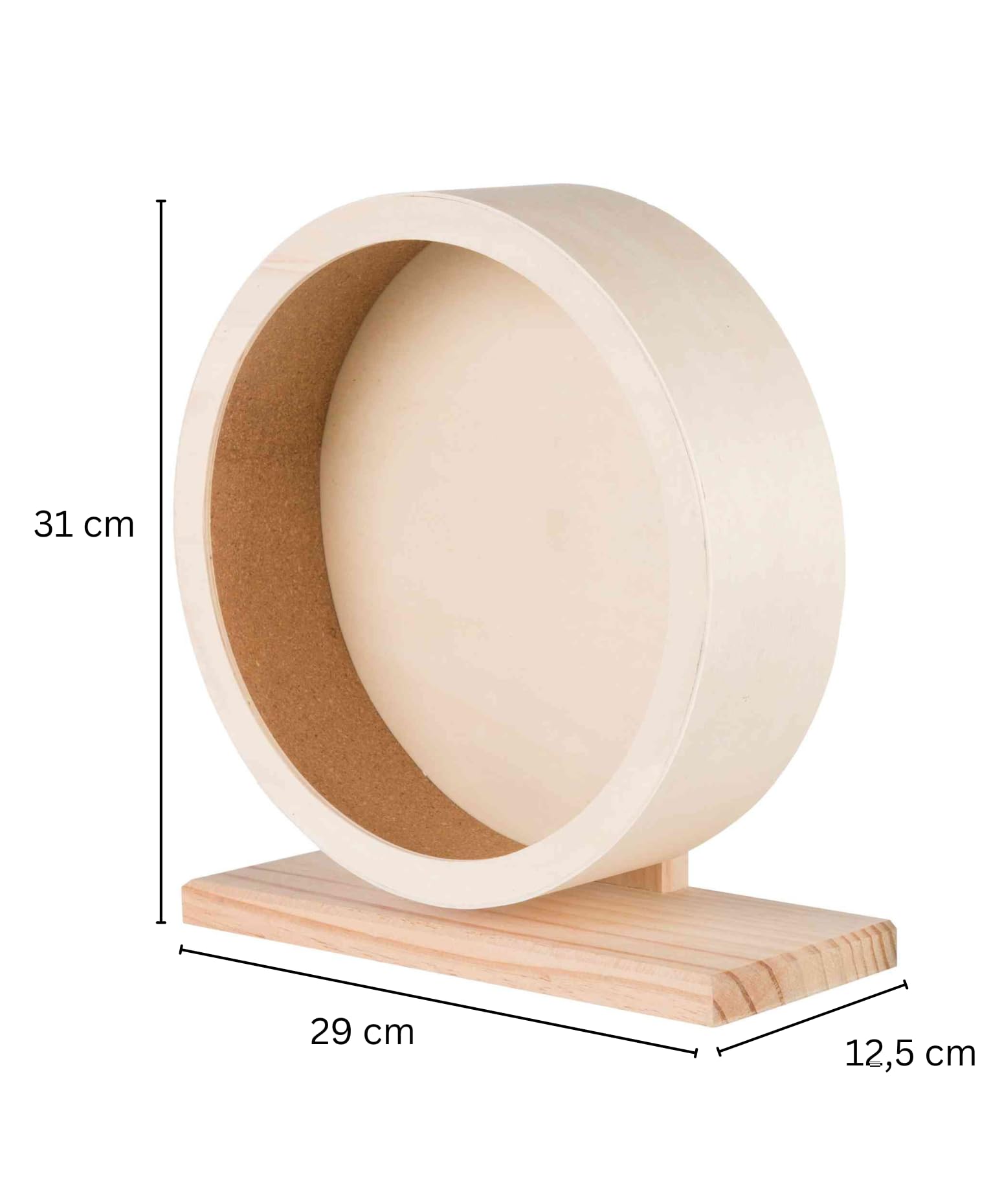 TRIXIE Laufrad mit Kugellager - für Hamster - geschlossene Korklauffläche - unbehandeltes Holz - Durchmesser Laufrad: 28 cm - 60923 - 2