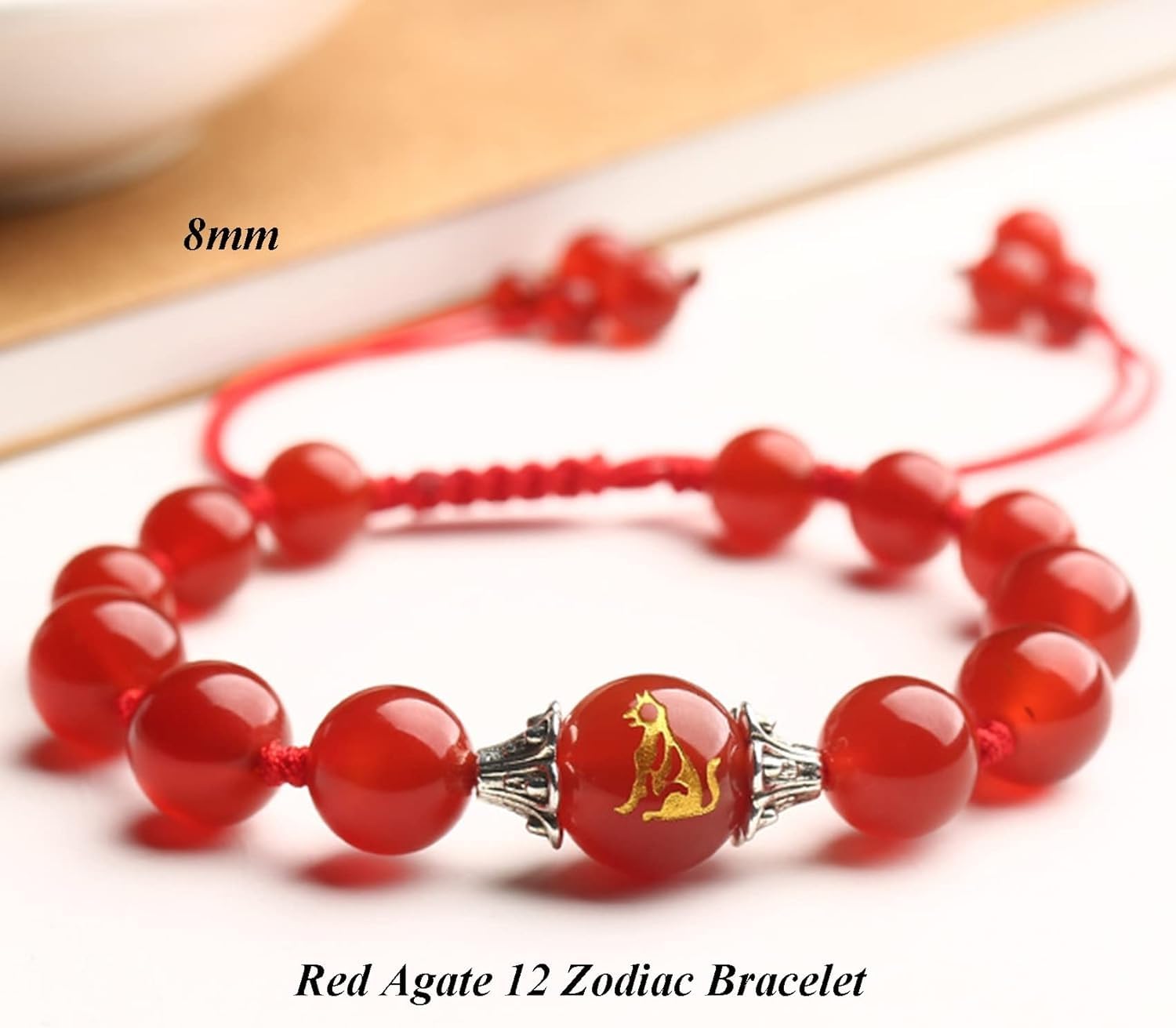 Pulsera de Piedras Preciosas Naturales, Pulsera de Hilo Rojo, Pulsera de Riqueza de 12 Animales del zodíaco, Pulsera de Amuleto de la Suerte, Pulsera Ajustable para protegerse de los Malos espíritus,