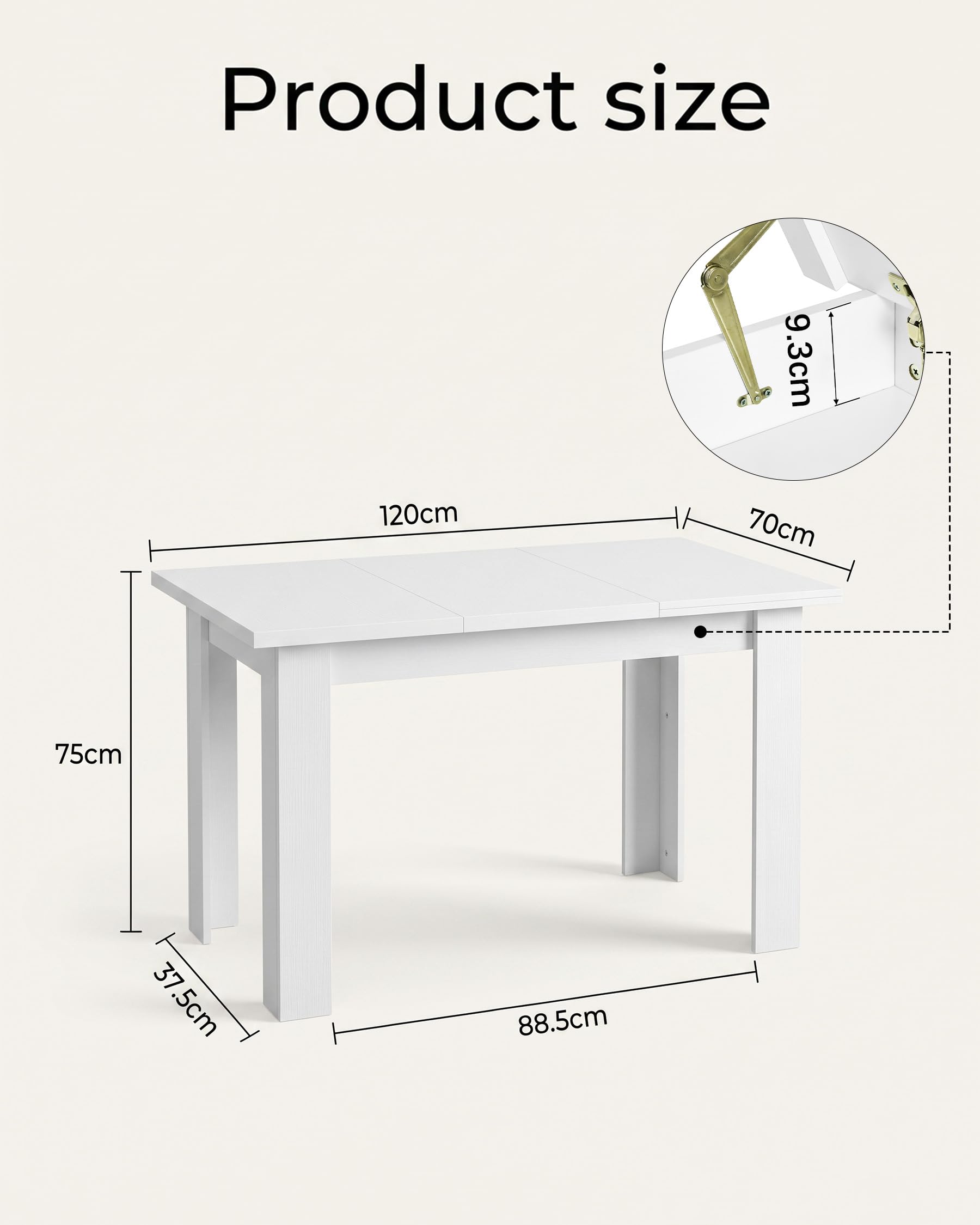 Mesa de Comedor Almacenamiento Blanca 120x70 cm salón Comedor