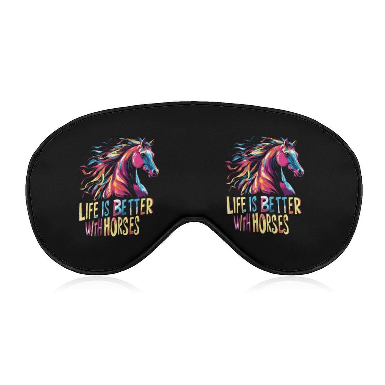 Life is Better with Horses Sleep Mask Eye Shade Cover Adjustable Strap for Travel Lunch Break Women Men
