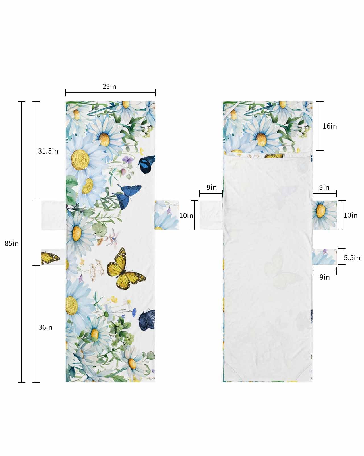 Spring Floral Beach Lounge Chair Towel Cover, Soft Chaise Lounge Towel with Side Pockets Patio Pool Chairs Cover for Beach/Pool Sunbathing 29x85 Summer Botanical Butterfly Daisy Elegant