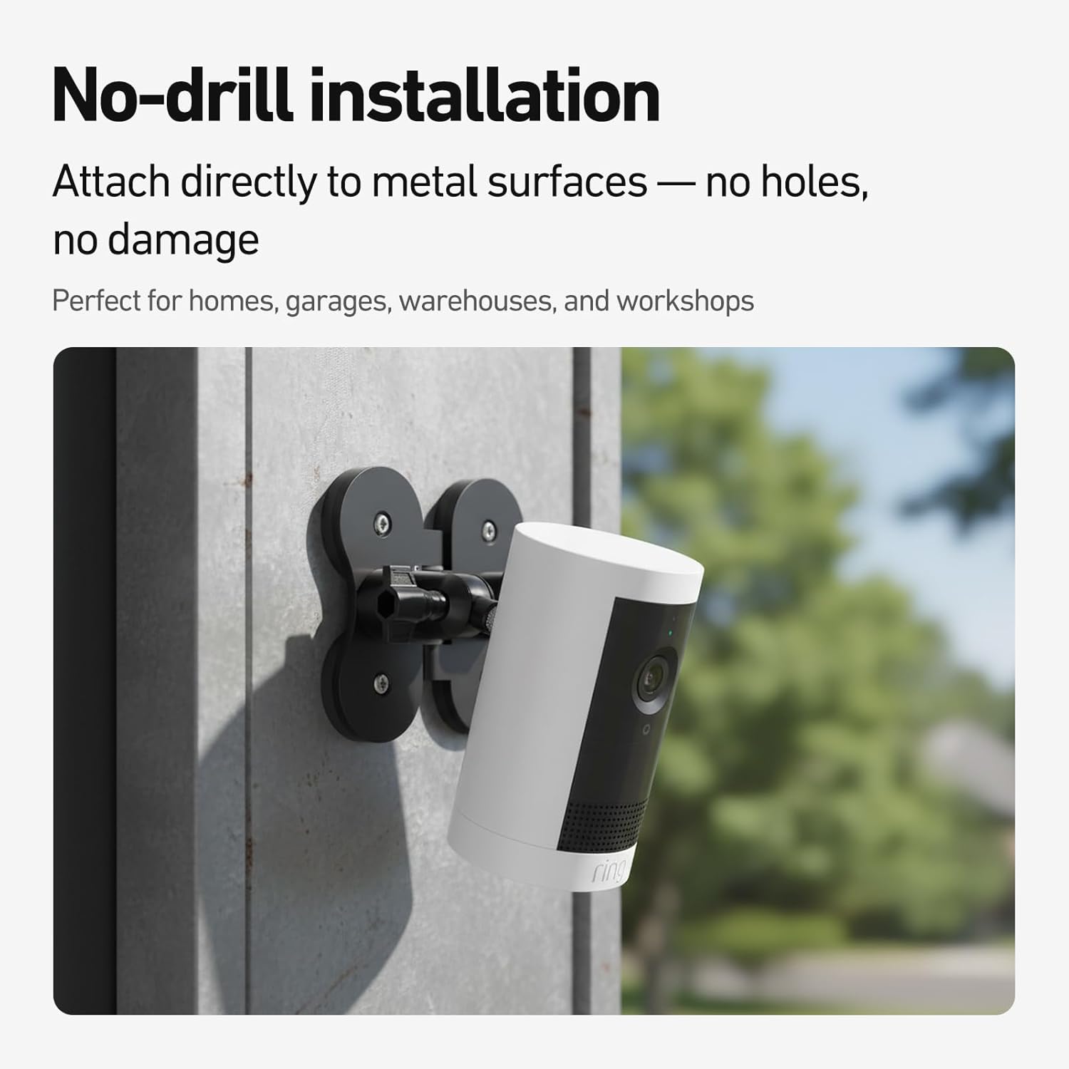 Holicfun 2-in-1 Magnetic Mount for Cameras & Solar Panels - Dual 1/4"-20 Adjustable Brackets, No-Drill Indoor/Outdoor Installation, Compatible with Ring, Blink, Eufy, Arlo, Wyze, and More, Black