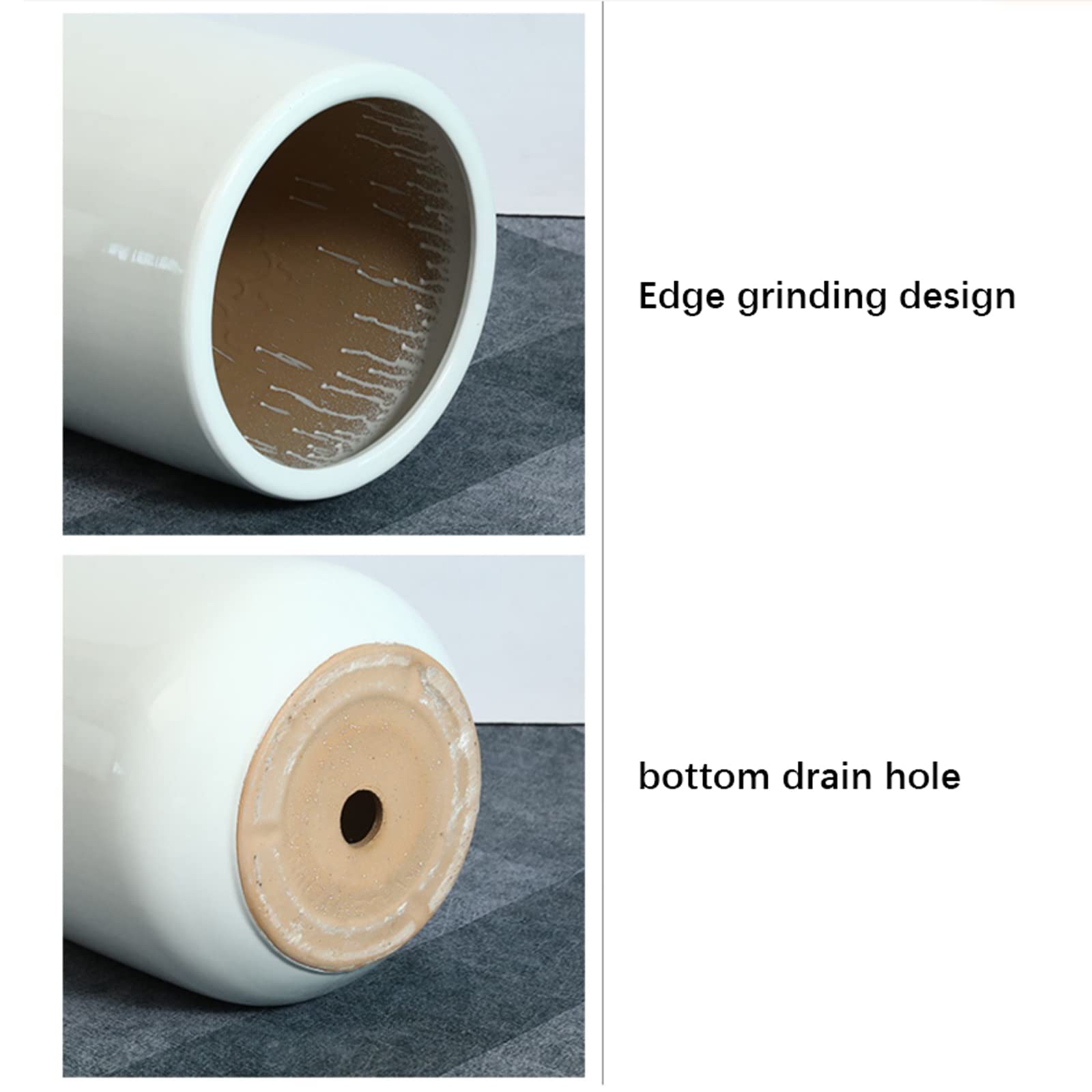 Vasi da Giardino Vasi per fioriere in Ceramica con Fori di drenaggio, Grande Vaso per Piante per Interni, Esterni, Ufficio, casa, Giardino, Cucina (Bianco)