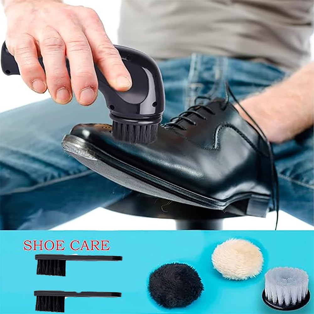 TsoLay Spazzola per Scarpe Elettrica, Spazzola per Pulizia Scarpe Elettrica, Kit Lucidascarpe Portatile con 4 Testine Sostituibili, Lucidatore per Scarpe, Adatto per Pelle, Borsa, Seggiolino Auto